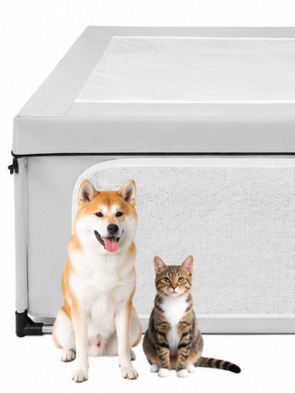 EHEYCIGA 42x42x26 Pet Playpen with Top Cover for Dogs & Cats, Sliver Grey